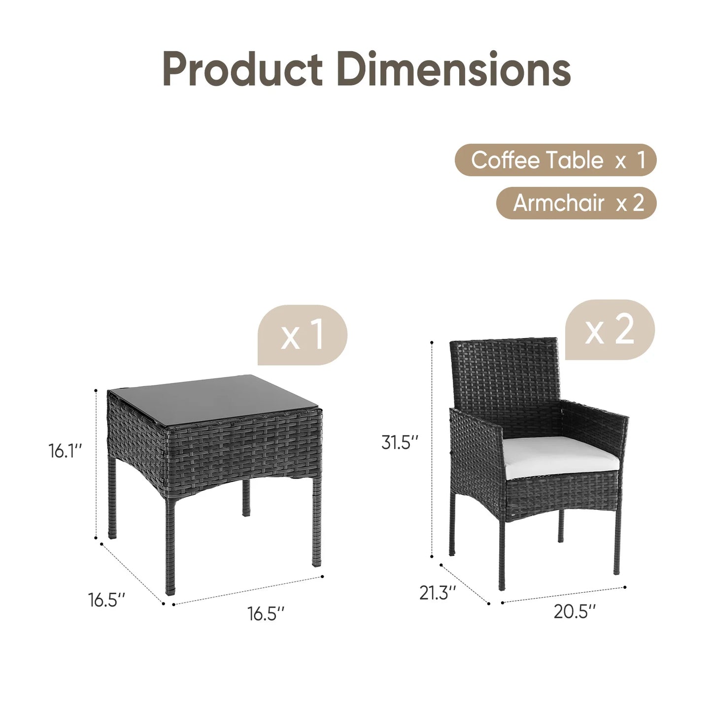 3-Piece Outdoor Wicker Bistro Set