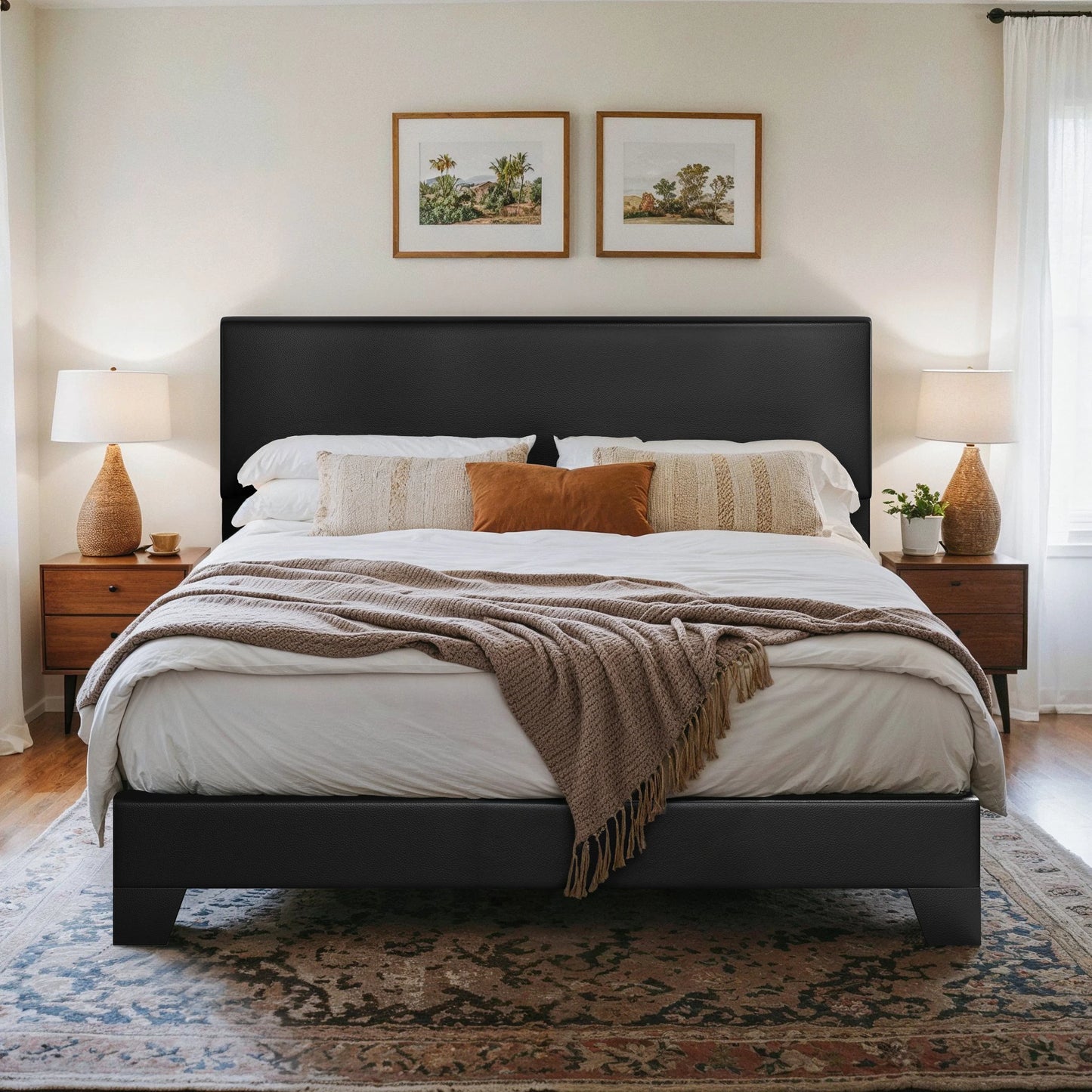 Linen Upholstered Platform Bed Frame