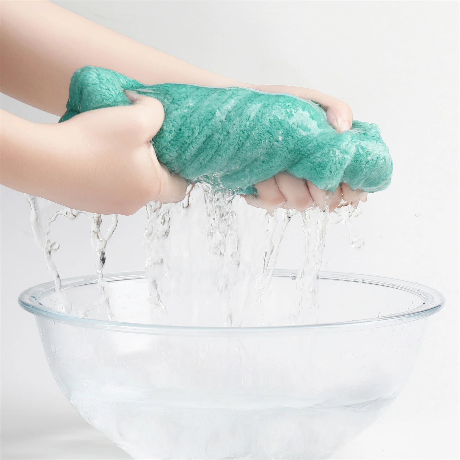 4 pieces set of colorful quick drying hair towels, soft and comfortable, super water absorption, end button desi