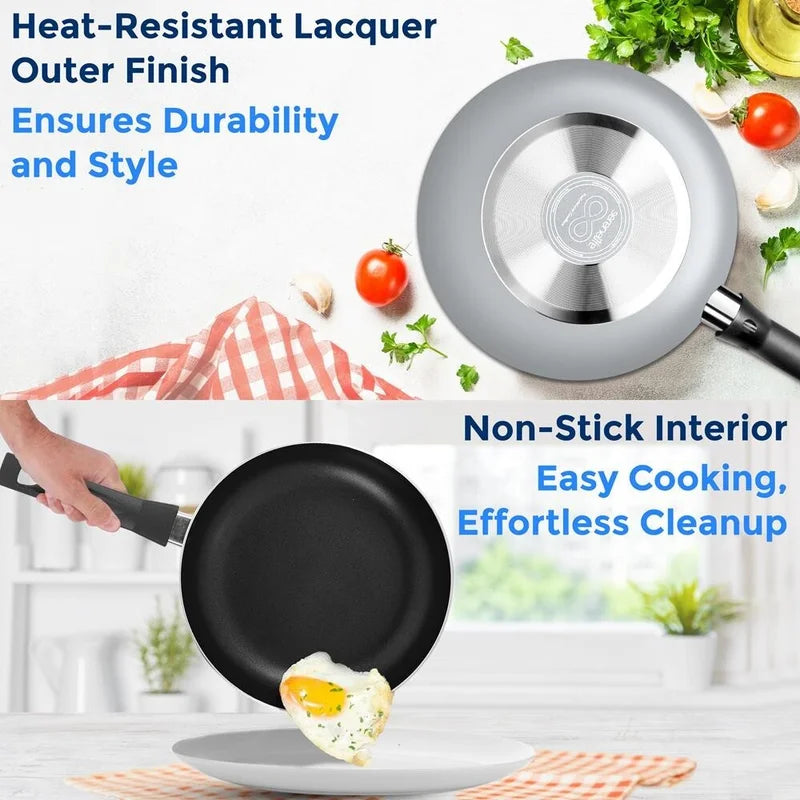 20-piece kitchenware pot and pan set - black with non-stick coating, interior gray