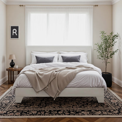 Linen Upholstered Platform Bed Frame