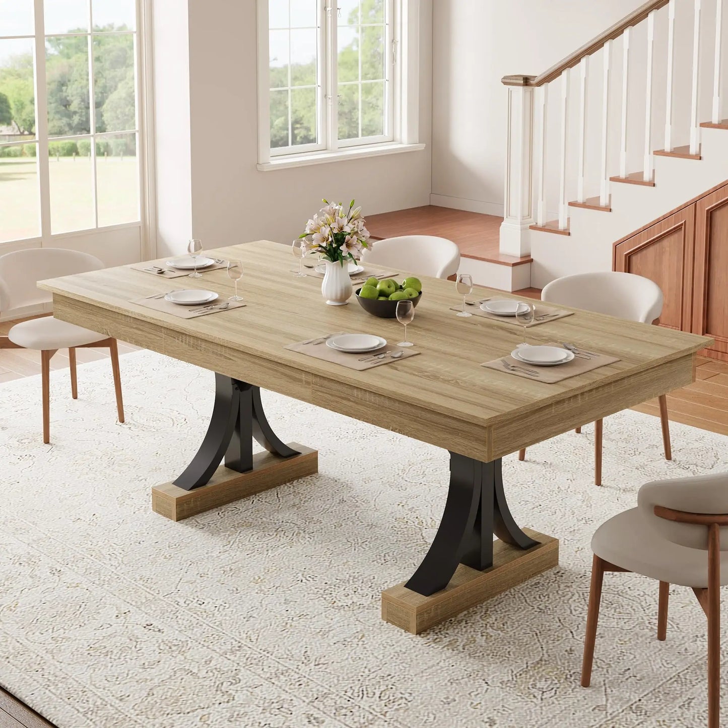 71-Inch Dining Table with 2 Drawers