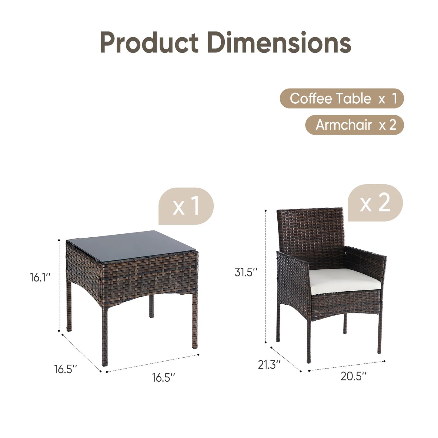 3-Piece Outdoor Wicker Bistro Set