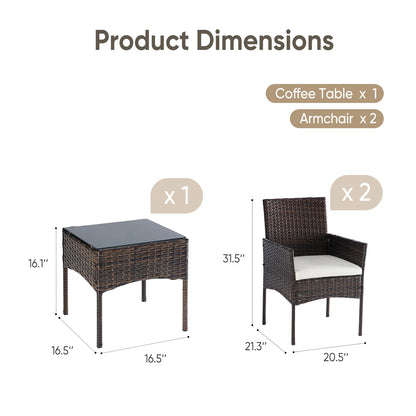 3-Piece Outdoor Wicker Bistro Set