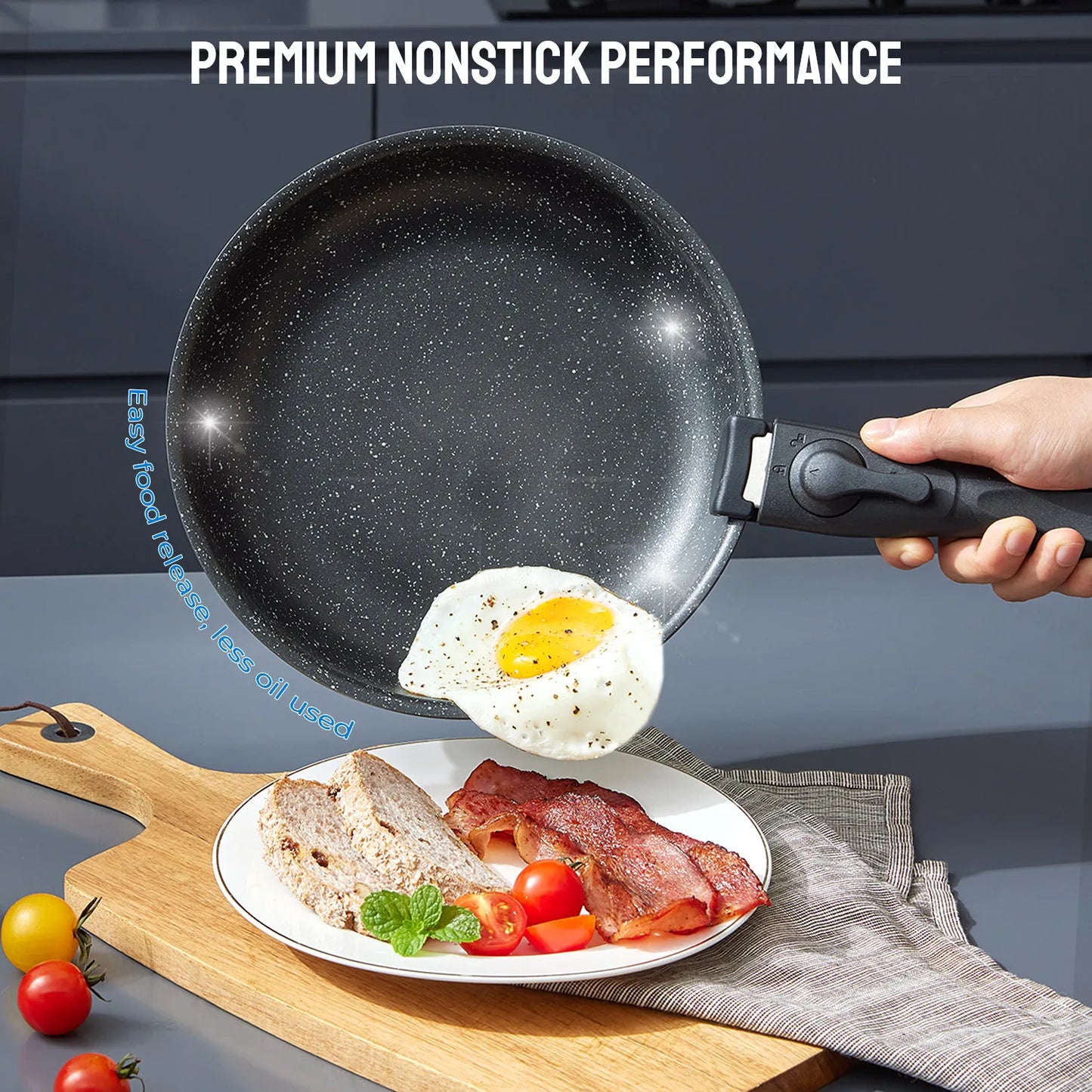 10-Piece Nonstick Cookware Set with Removable Handles