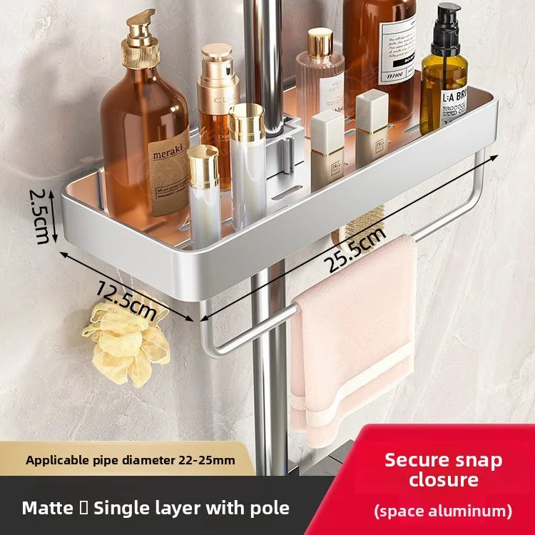 No-Drill Showerhead Storage Shelf