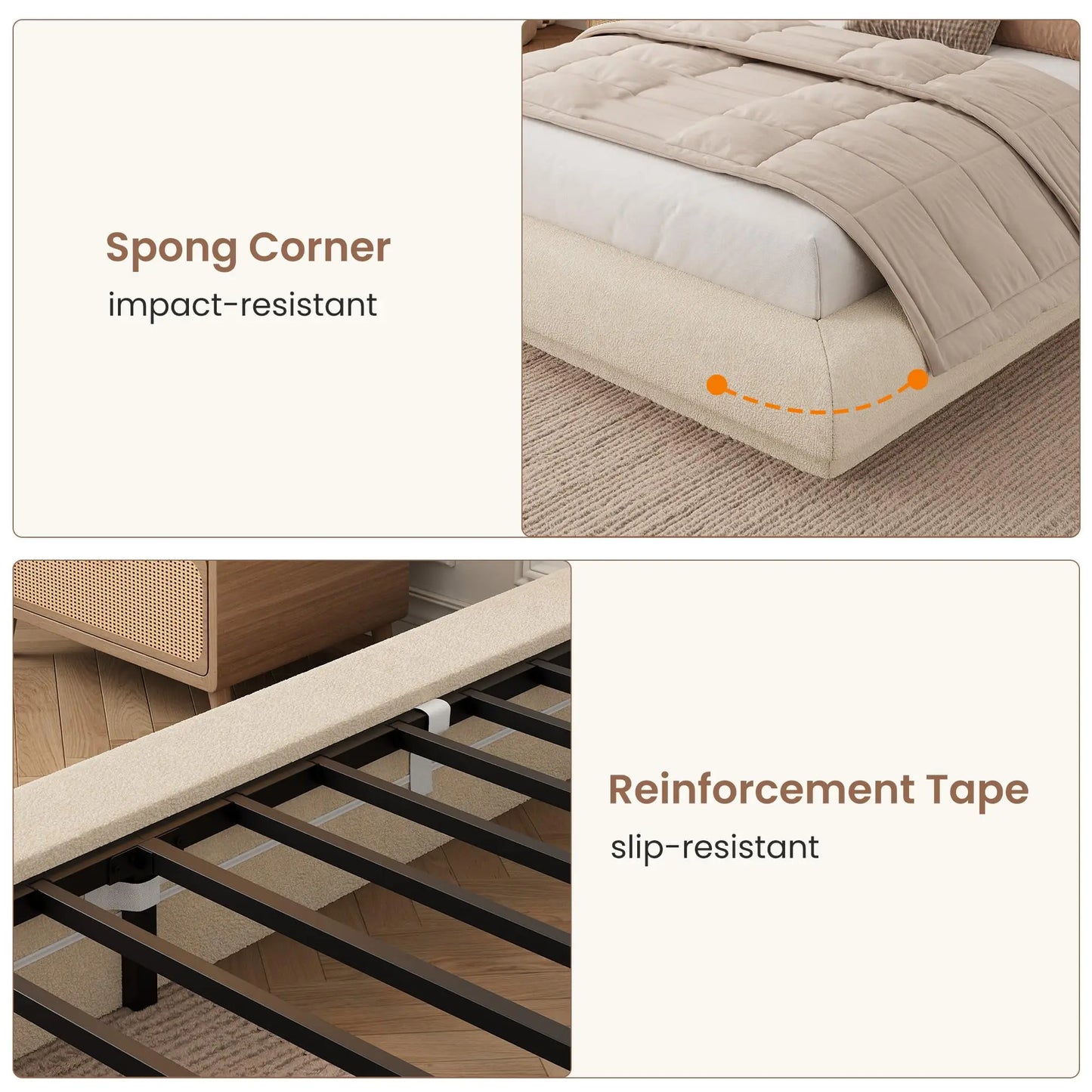 Upholstered Low-Profile Cloud Platform Bed