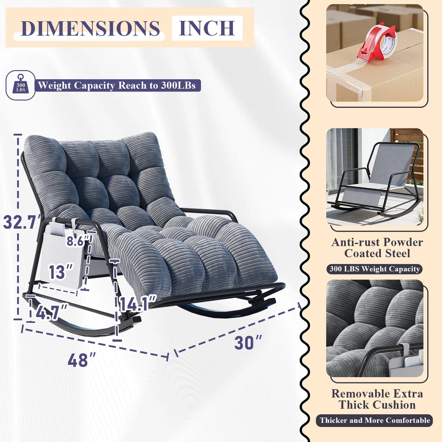 Oversized Cushioned Outdoor Rocking Chair