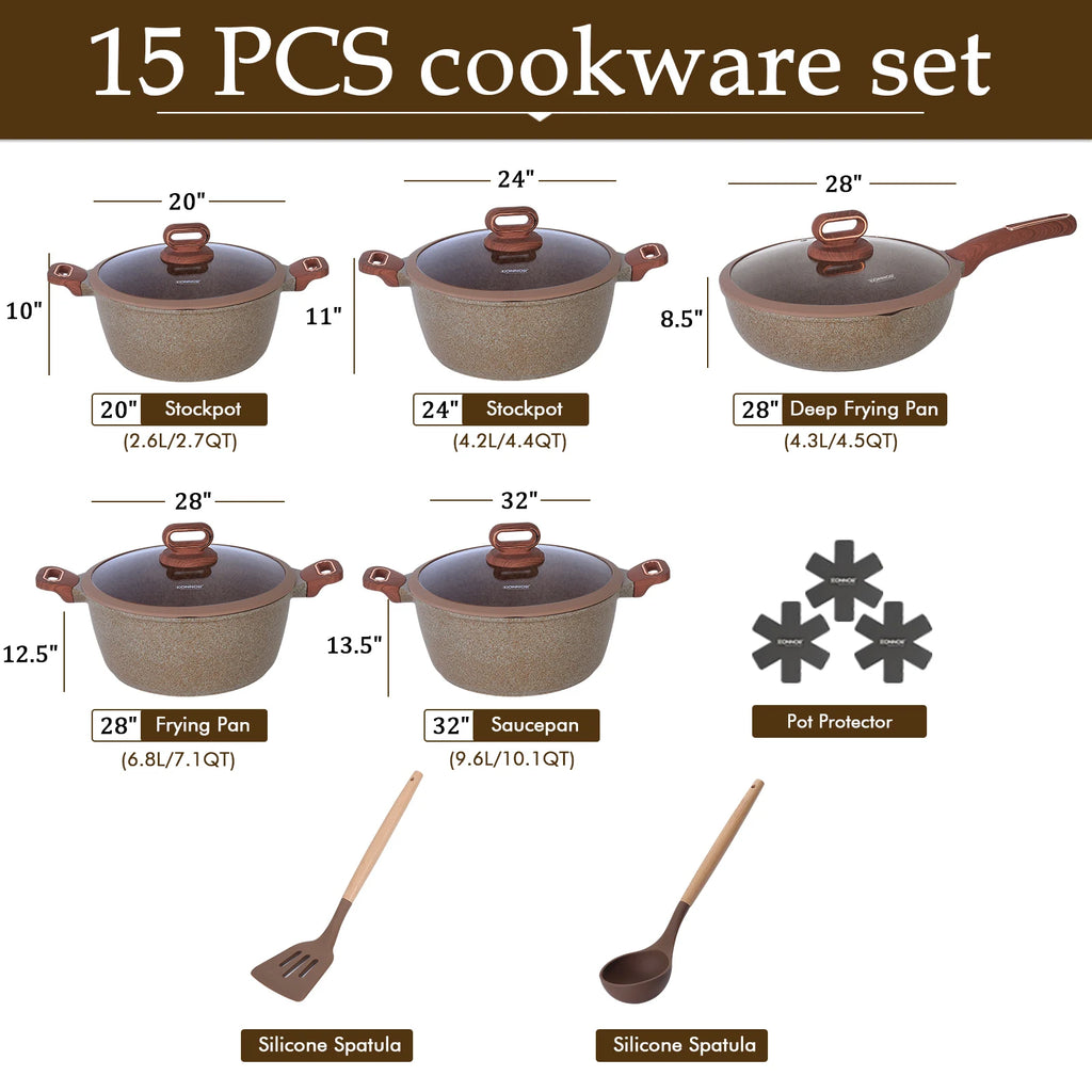 15-Piece Ceramic Nonstick Cookware Set