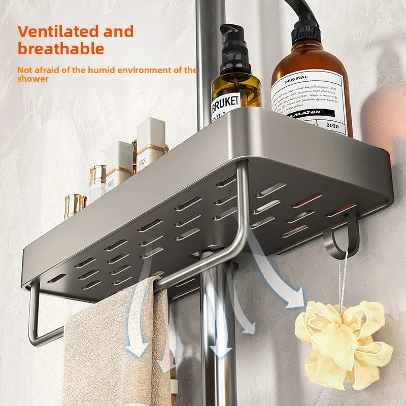 No-Drill Showerhead Storage Shelf