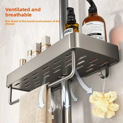 No-Drill Showerhead Storage Shelf