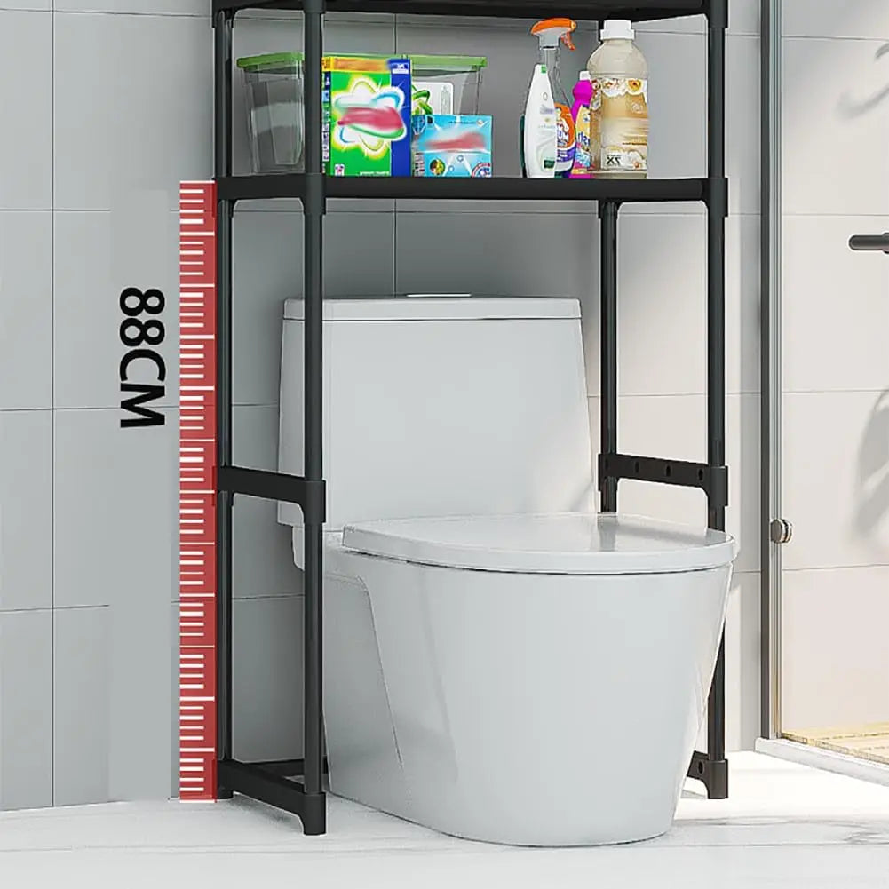 3 Tier Over the Toilet Shelf, Freestanding Bathroom Shelves | Over Toilet Bathroom Organizer Storage Rack, Space Saver Freestanding Shelf for Restroom Laundry Balcony Room, Black