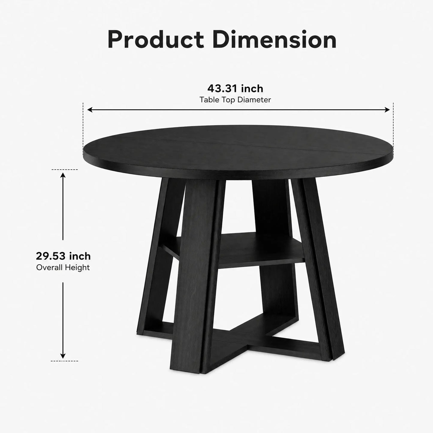 43-Inch Farmhouse Round Dining Table