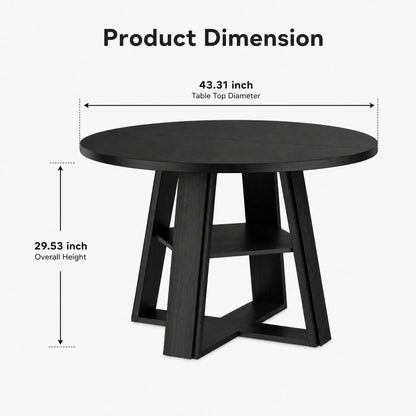 43-Inch Farmhouse Round Dining Table