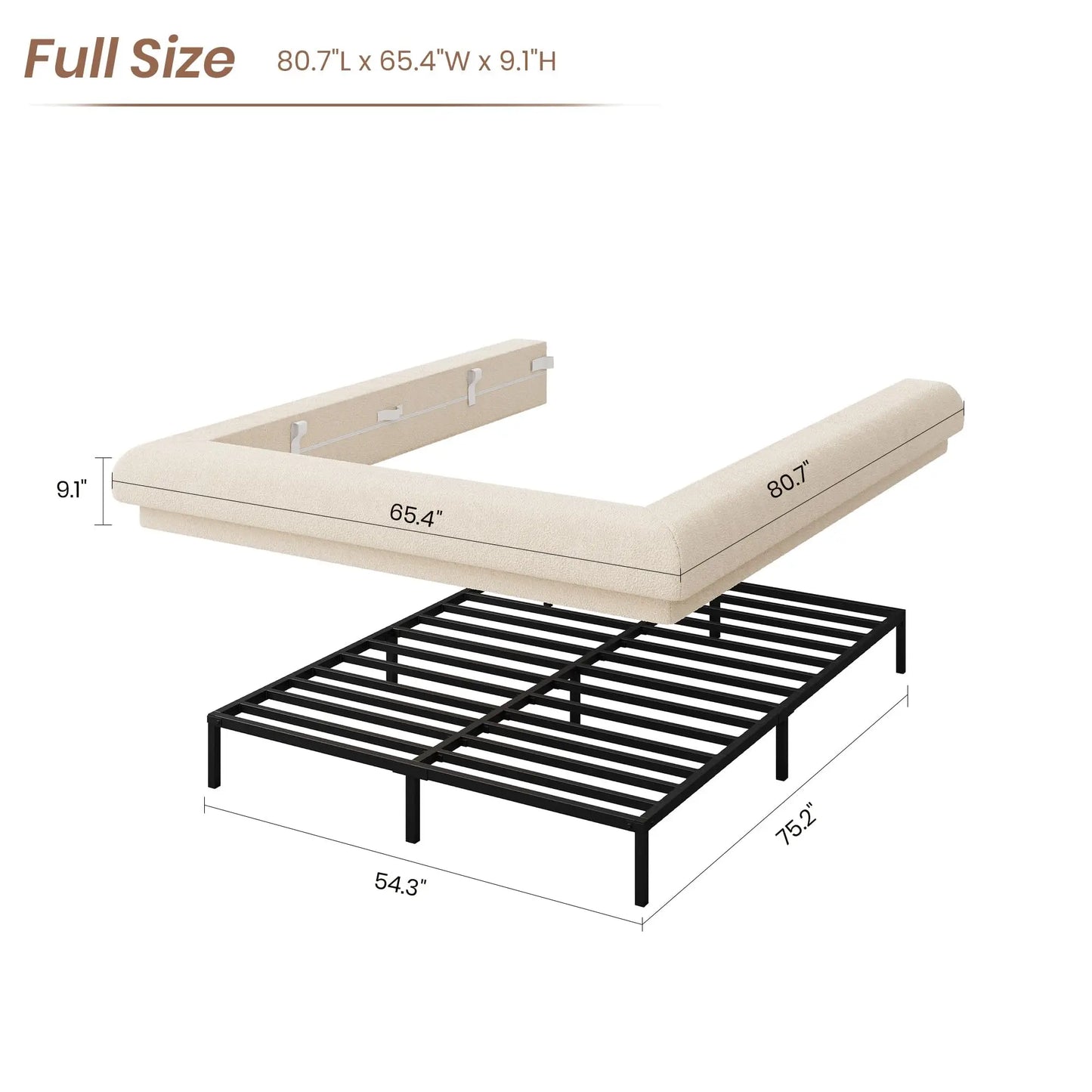 Upholstered Low-Profile Cloud Platform Bed