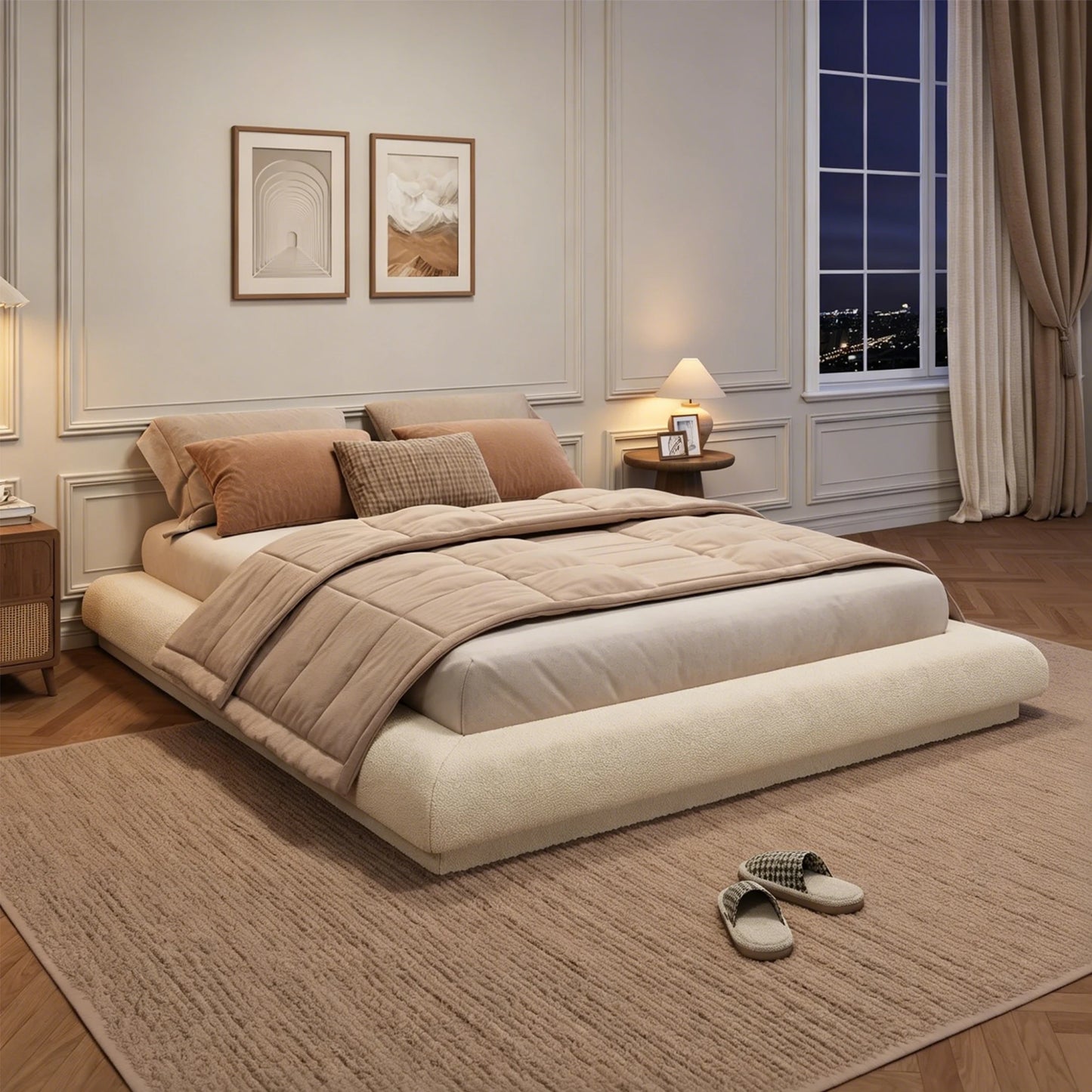 Upholstered Low-Profile Cloud Platform Bed