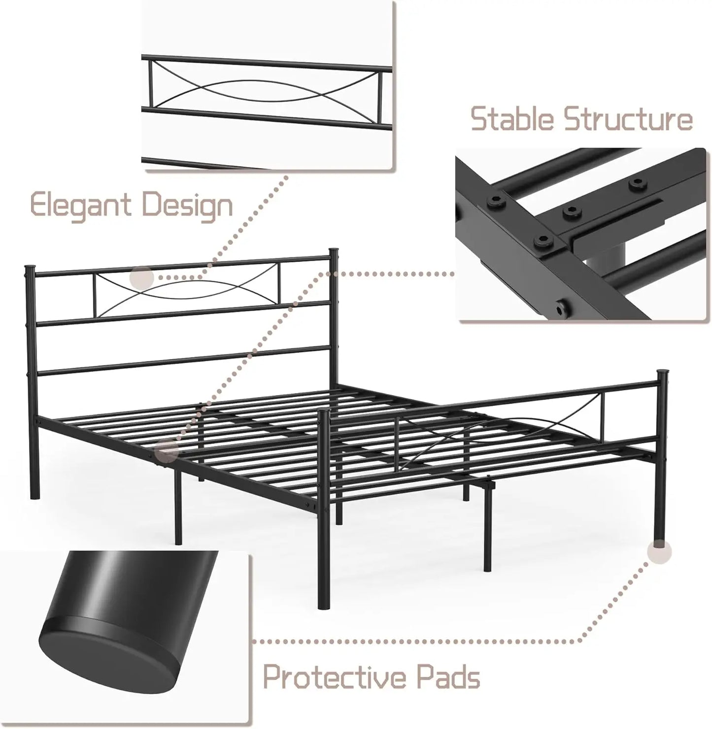 Metal Platform Bed with Underbed Storage