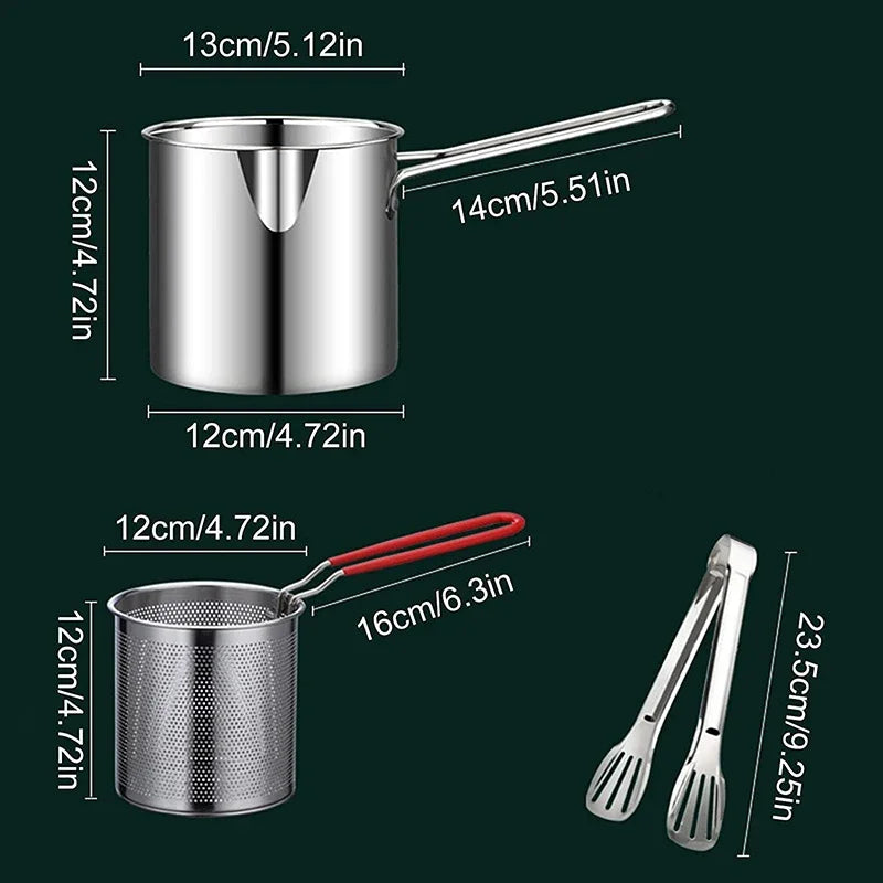 Stainless Steel Japanese Deep Frying Pot Set