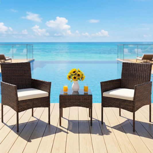 3-Piece Outdoor Wicker Bistro Set