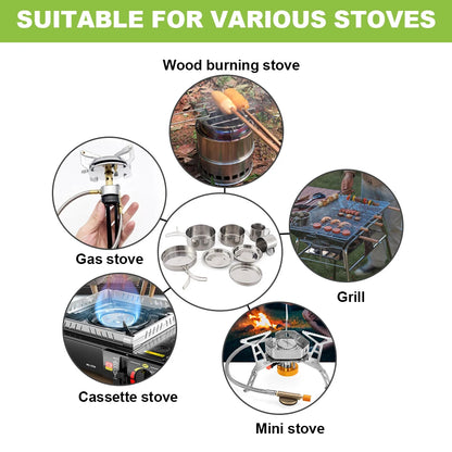 8-Piece Stainless Steel Camping Cookware Set