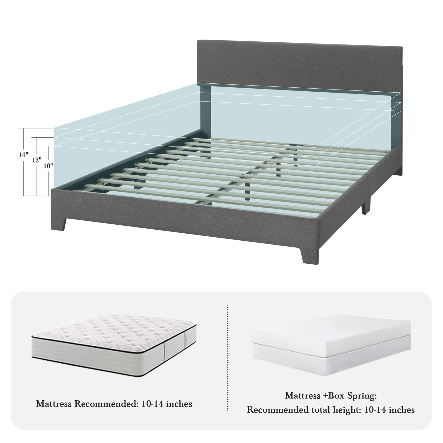Linen Upholstered Platform Bed Frame
