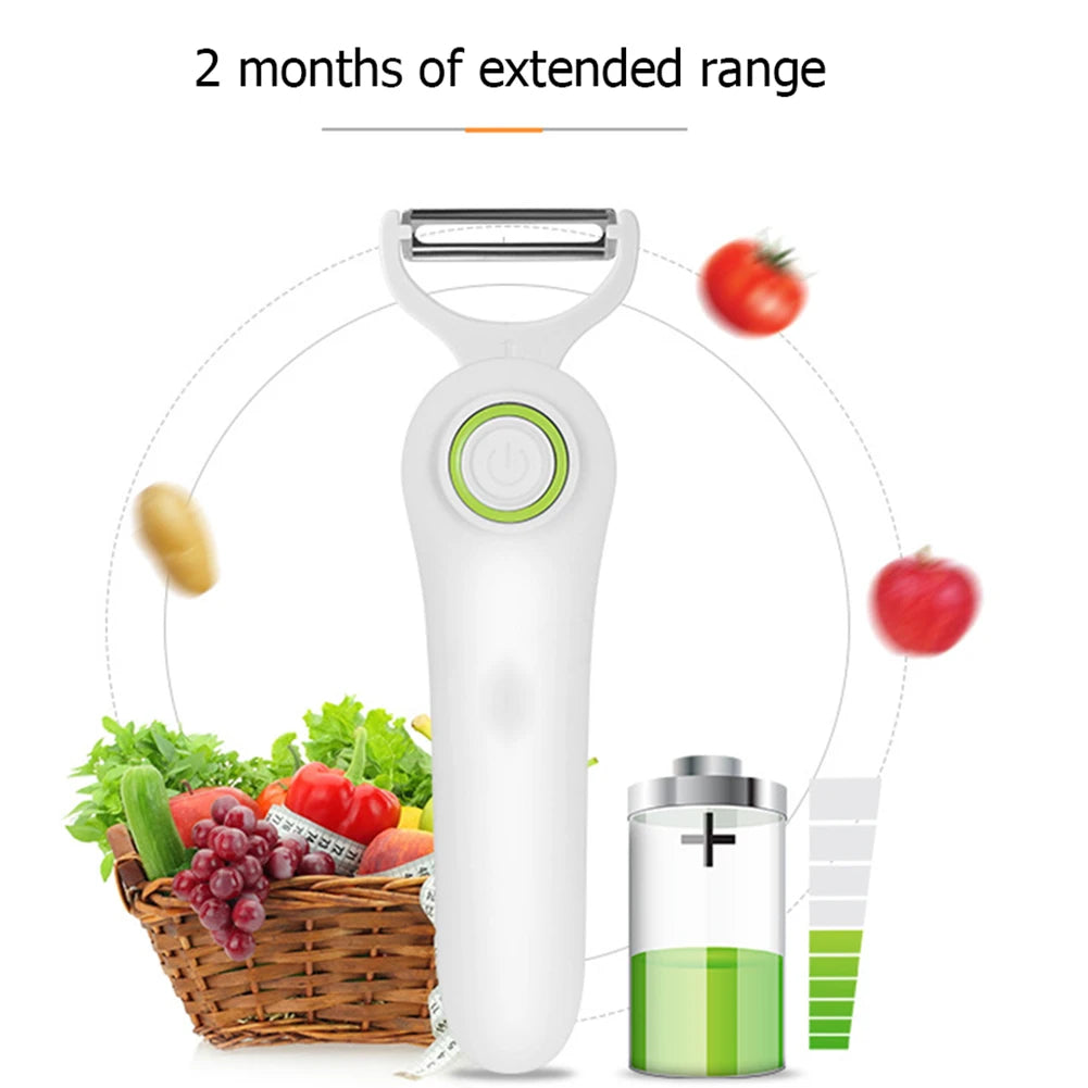 Electric Peeler with 3 Cutter Heads Mini Electric Peeler USB Rechargeable Stainless Steel Safety Lightweight Home Kitchen Tool