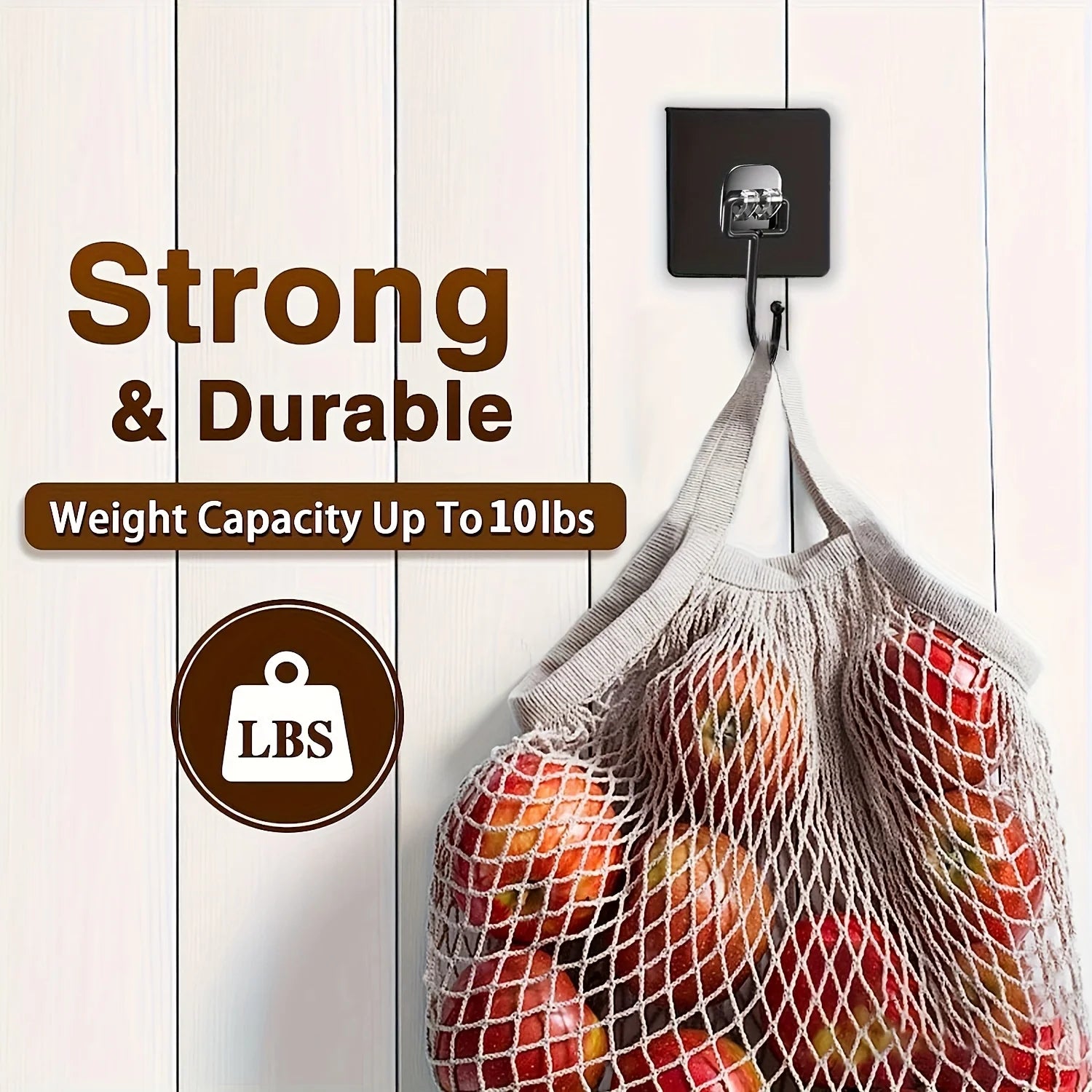 5pcs Heavy Duty Wall Hooks - Self Adhesive Multi-Purpose Hooks for Towels, Robes, Keys. Waterproof for Bathroom Kitchen Use.