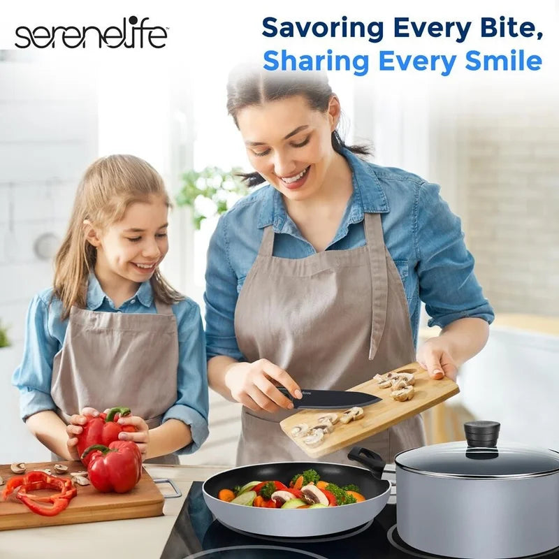 20-piece kitchenware pot and pan set - black with non-stick coating, interior gray
