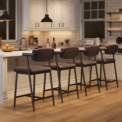 Set of 4 Upholstered Counter-Height Bar Stools