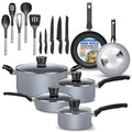 20-piece kitchenware pot and pan set - black with non-stick coating, interior gray