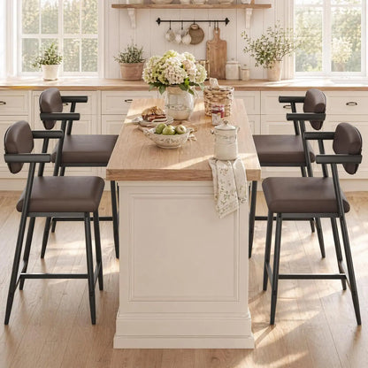 Set of 4 Upholstered Counter-Height Bar Stools
