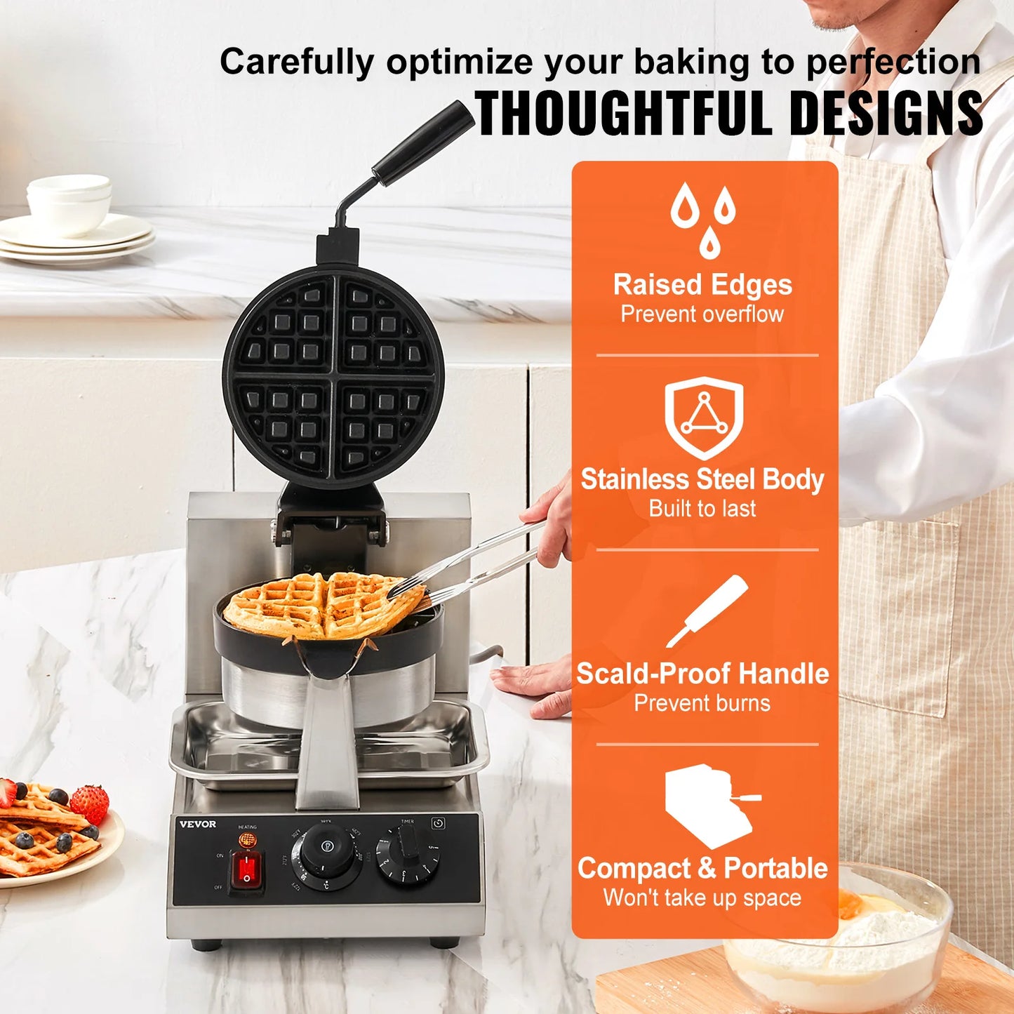 Commercial Round Electric Waffle Maker