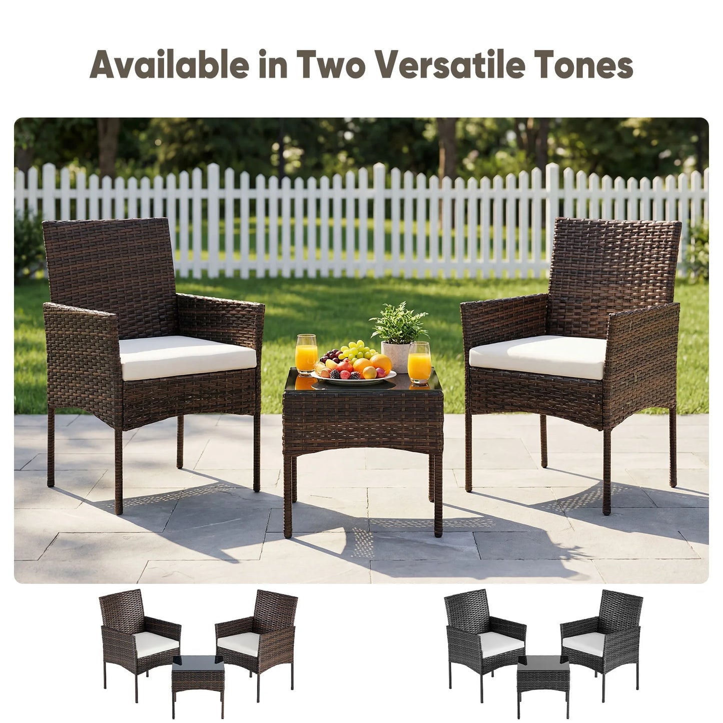 3-Piece Outdoor Wicker Bistro Set