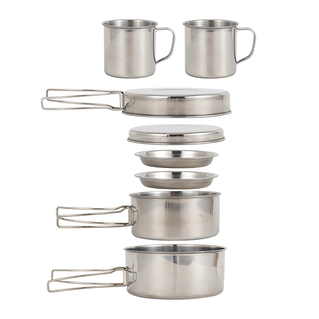 8-Piece Stainless Steel Camping Cookware Set