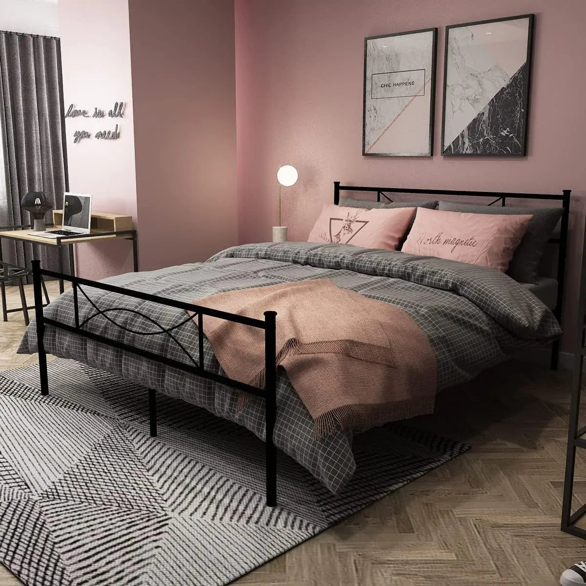 Metal Platform Bed with Underbed Storage