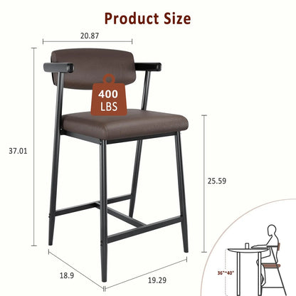 Set of 4 Upholstered Counter-Height Bar Stools
