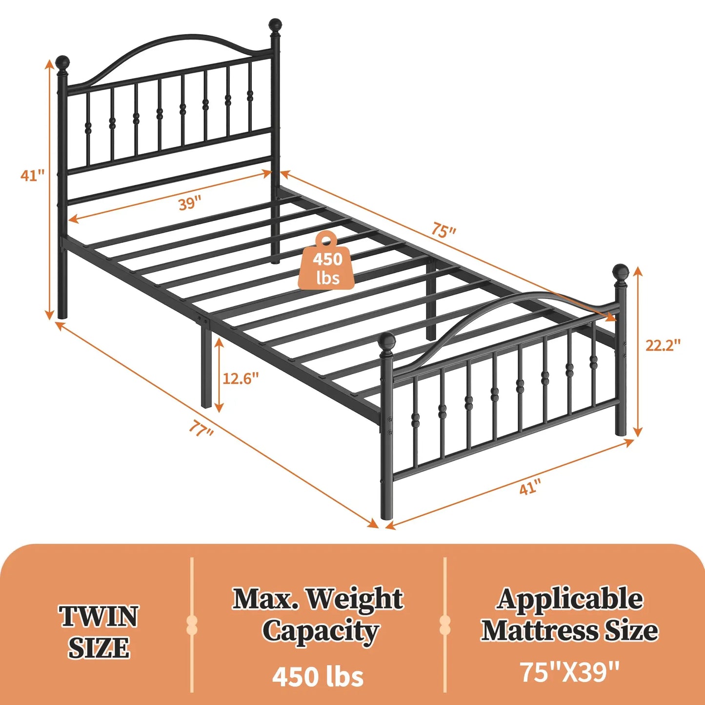 Victorian Metal Platform Bed Frame