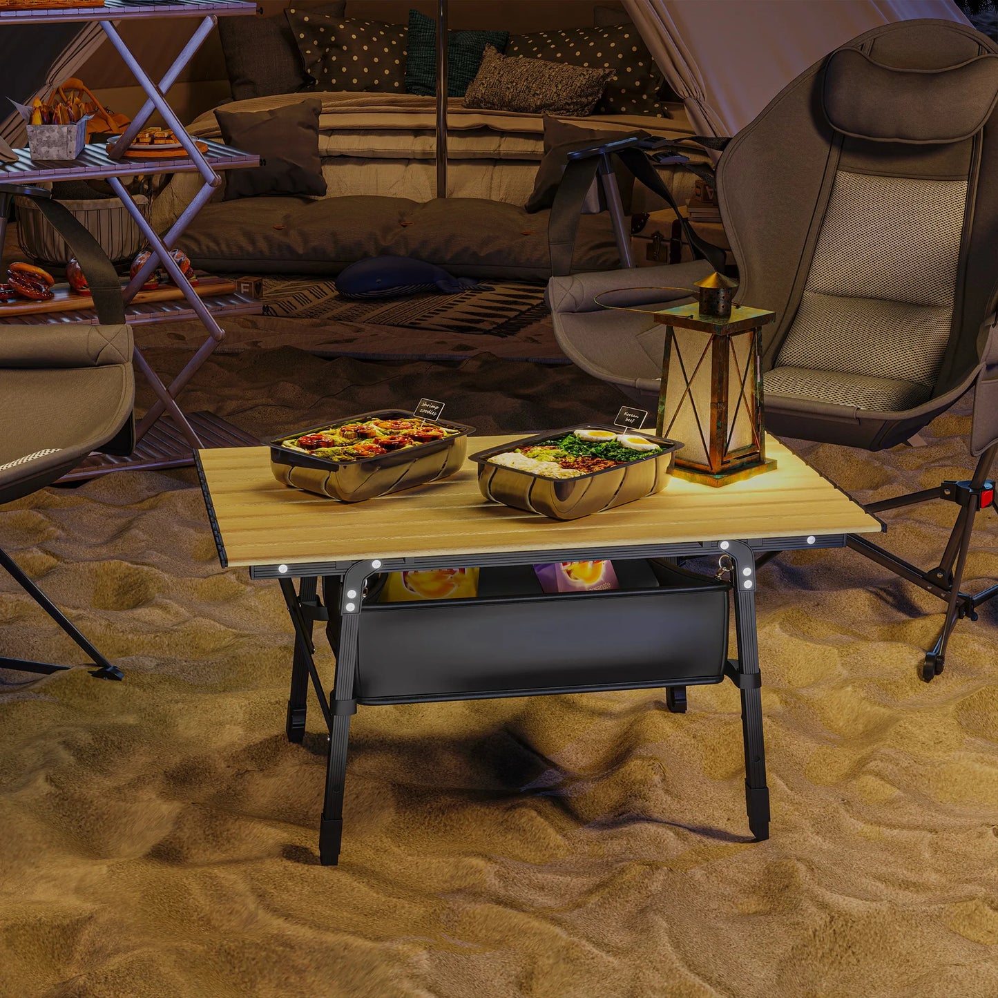 Height-Adjustable Folding Camping Table