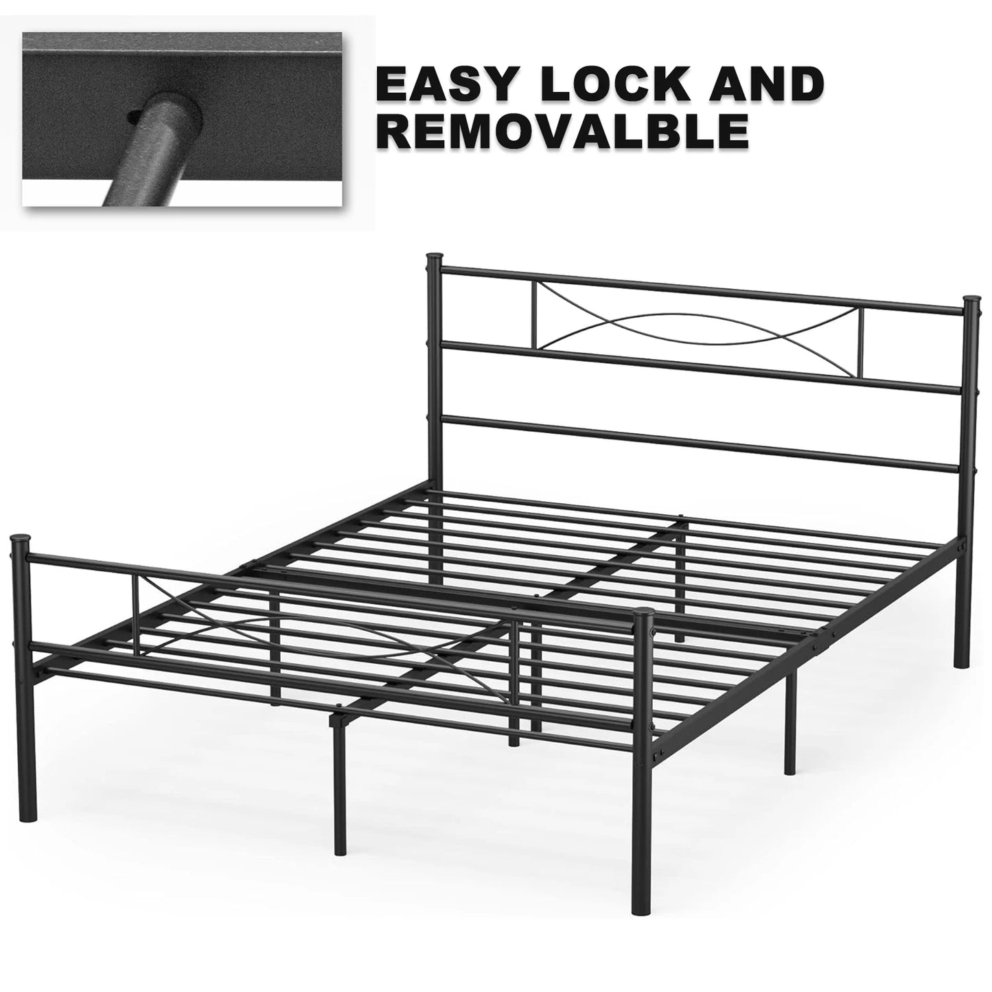 Metal Platform Bed with Underbed Storage