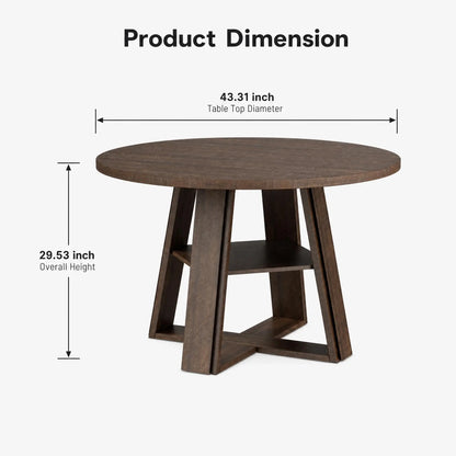 43-Inch Farmhouse Round Dining Table