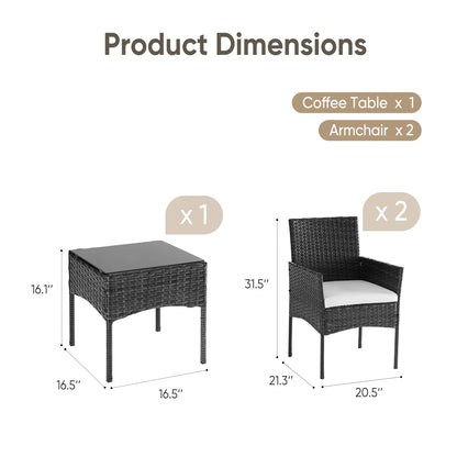 3-Piece Outdoor Wicker Bistro Set