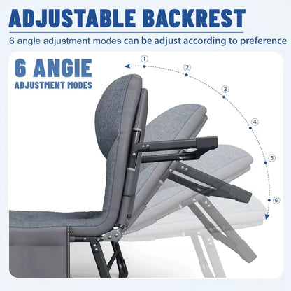 Adjustable Folding Lounge Chair with Side Pocket