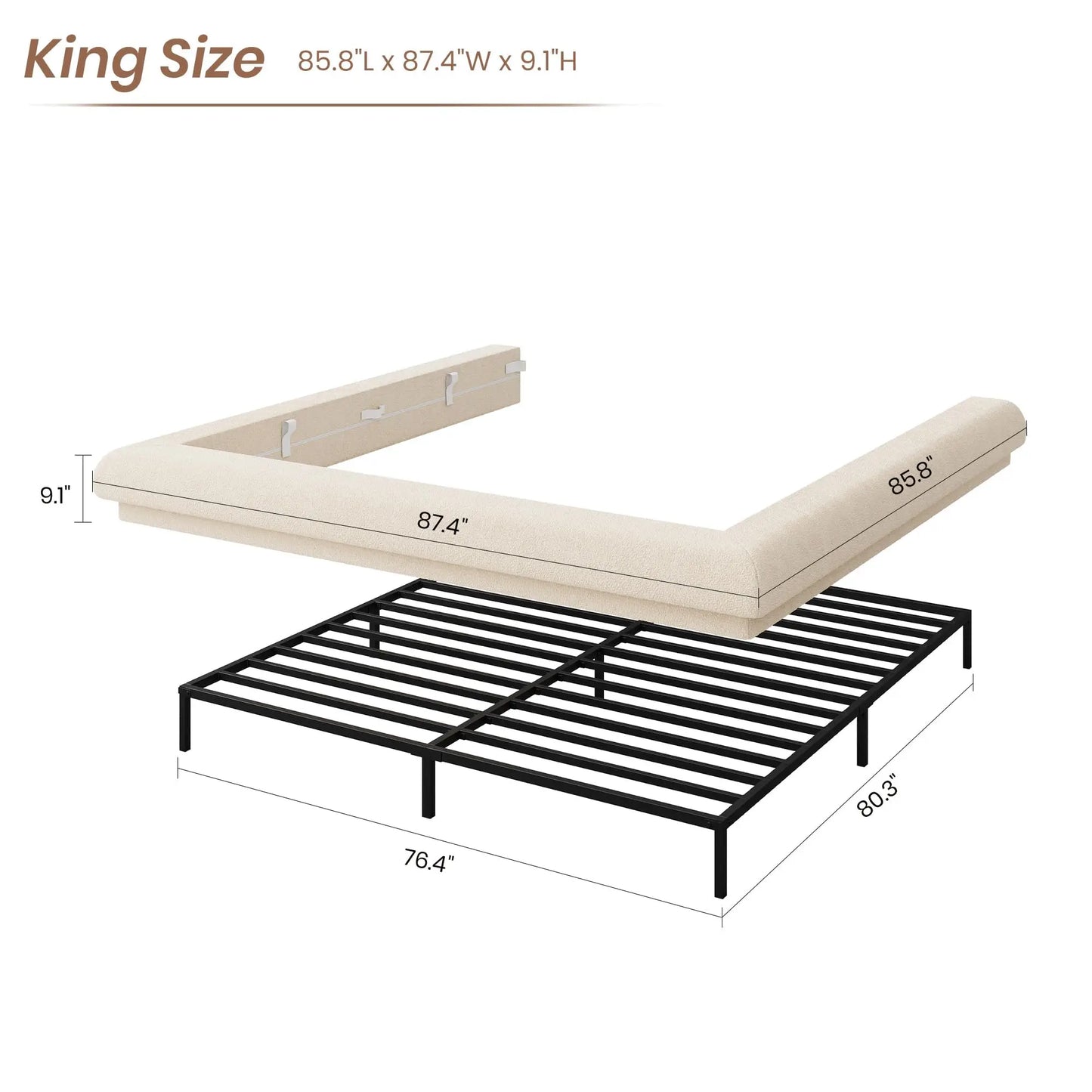 Upholstered Low-Profile Cloud Platform Bed