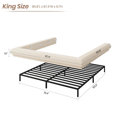 Upholstered Low-Profile Cloud Platform Bed