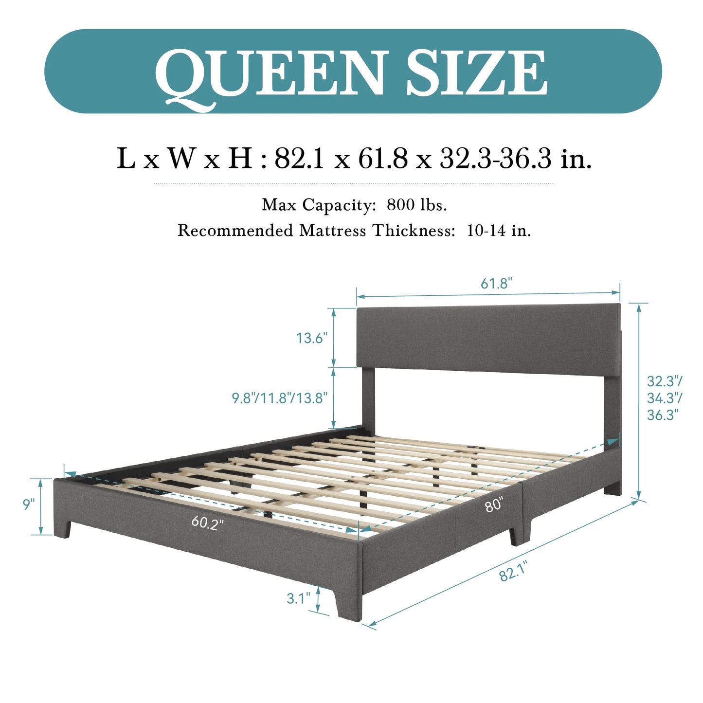 Linen Upholstered Platform Bed Frame