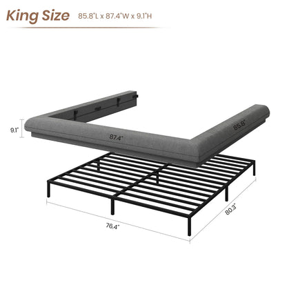 Upholstered Low-Profile Cloud Platform Bed