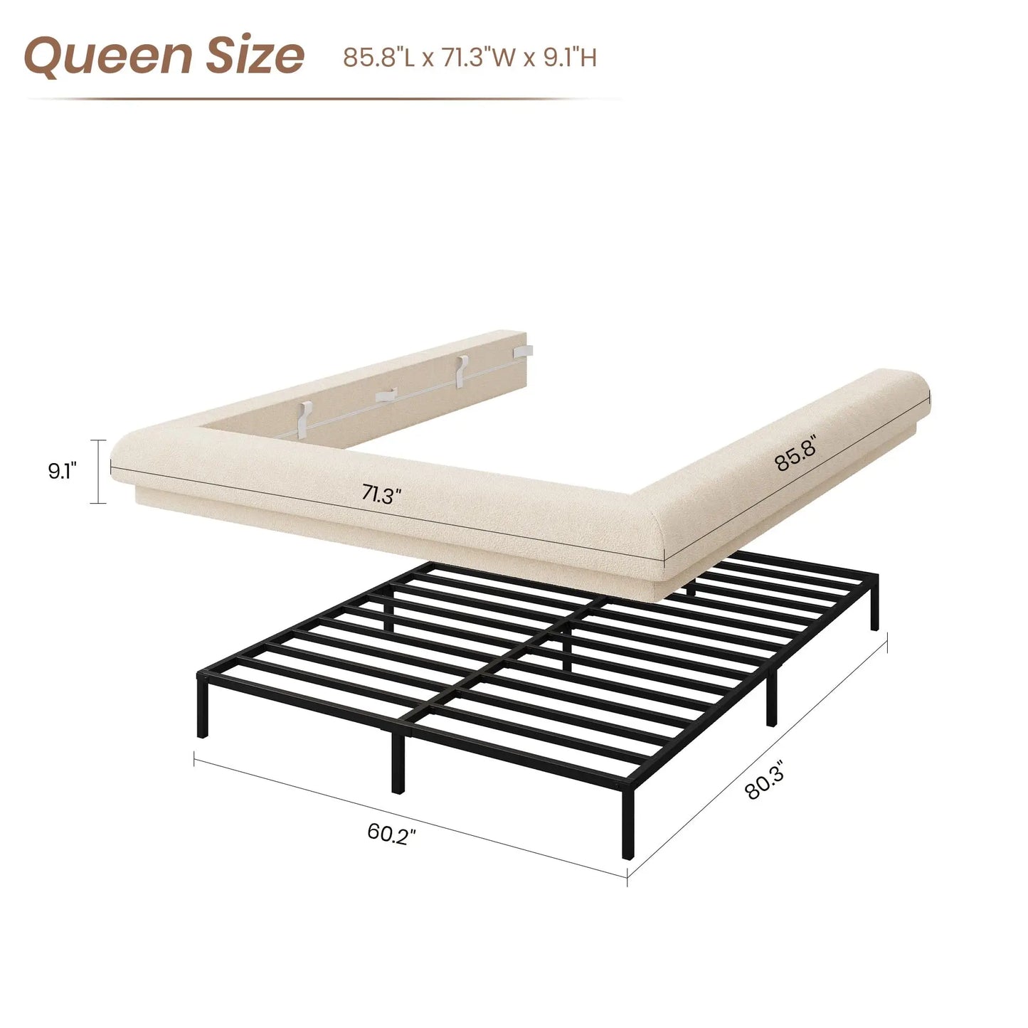 Upholstered Low-Profile Cloud Platform Bed