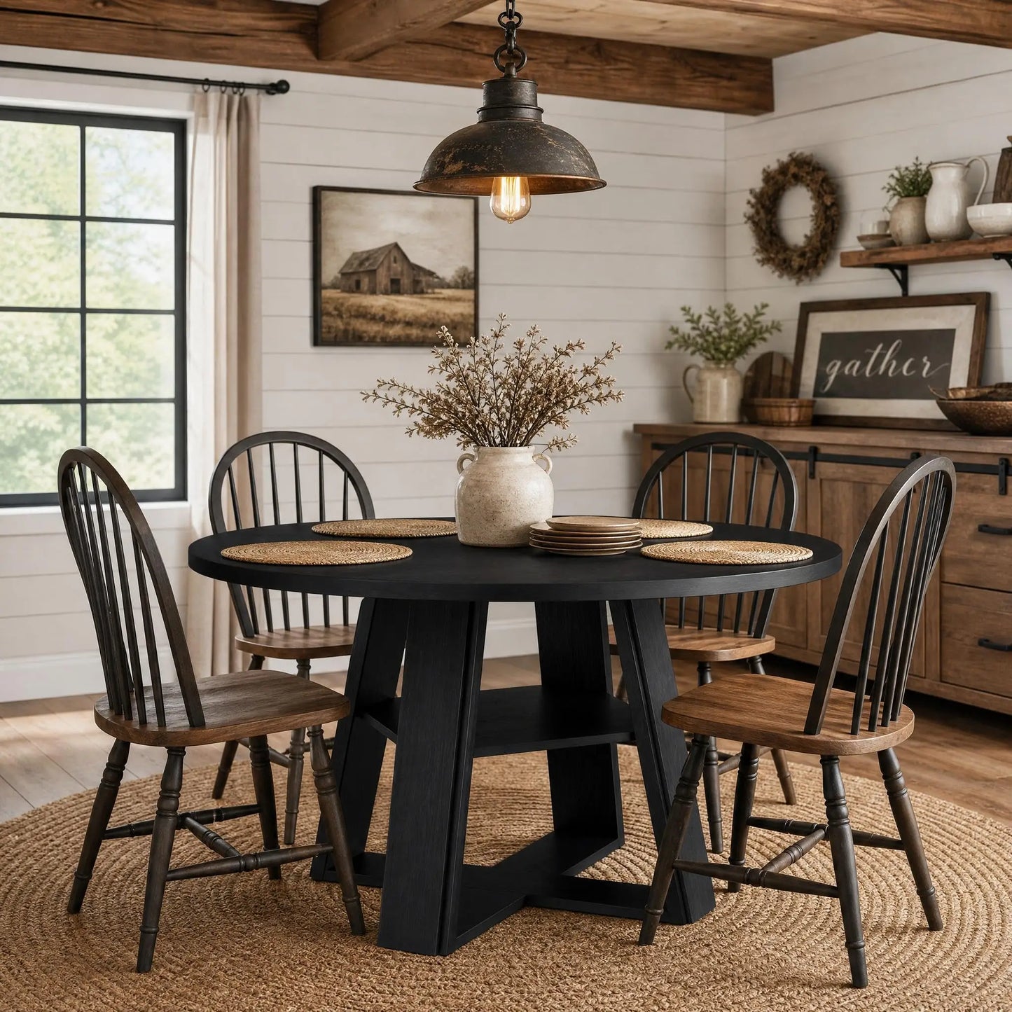 43-Inch Farmhouse Round Dining Table