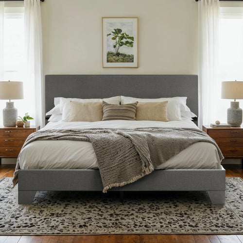 Linen Upholstered Platform Bed Frame