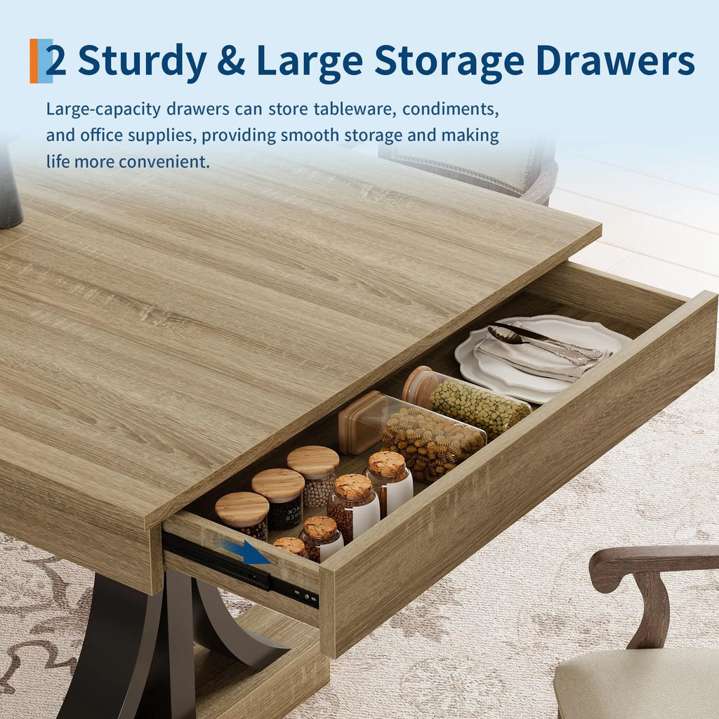 71-Inch Dining Table with 2 Drawers